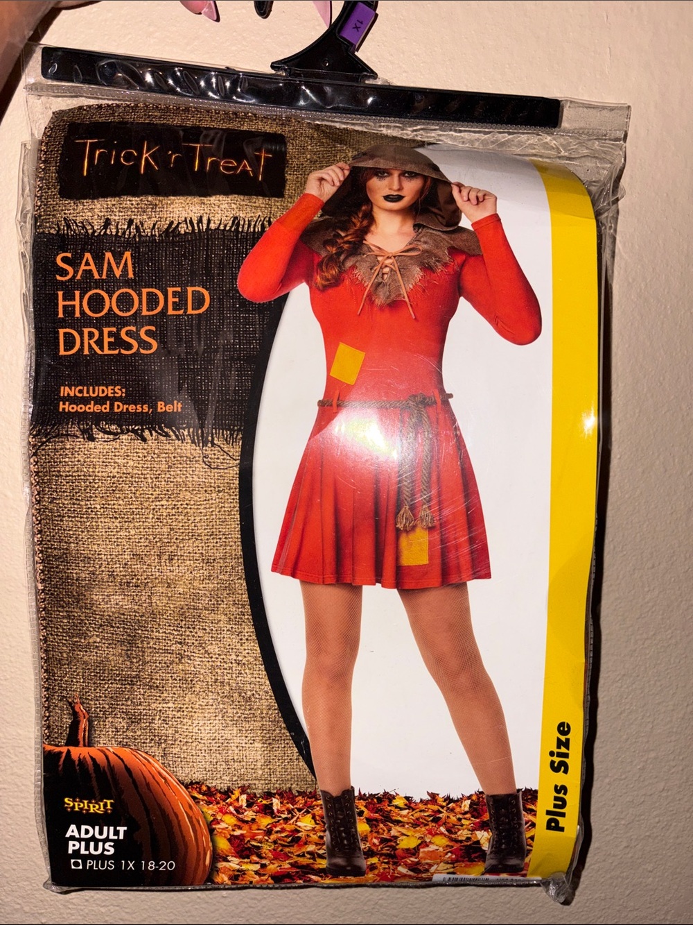 Spirit Sam Hooded Dress - Red with Brown Hood Trim